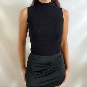 Bardot mockneck black ribbed sleeveless bodysuit size 4 turtleneck